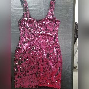 Pink and black sequin dress